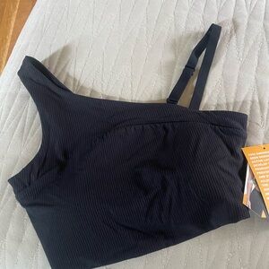Avia Black Ribbed One-Shoulder Sports Bra